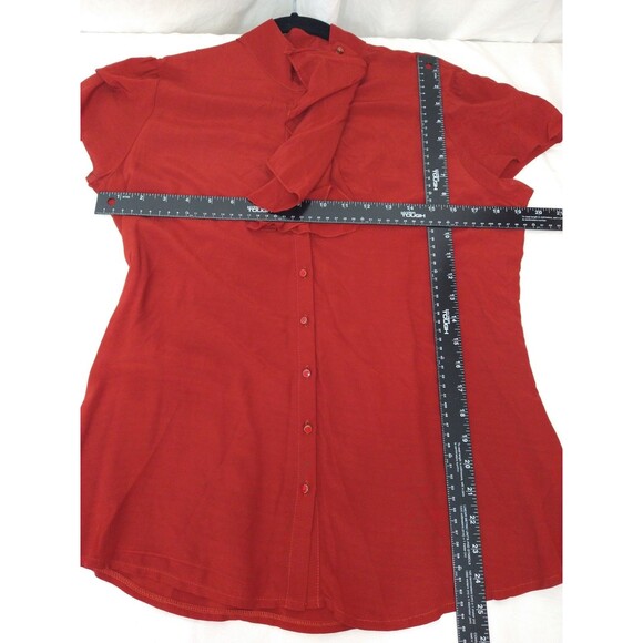 Koton Size EUR 38 (US 6) Sheer Lined Button Up Ruffle Trim Top Orange Rust - Picture 3 of 9
